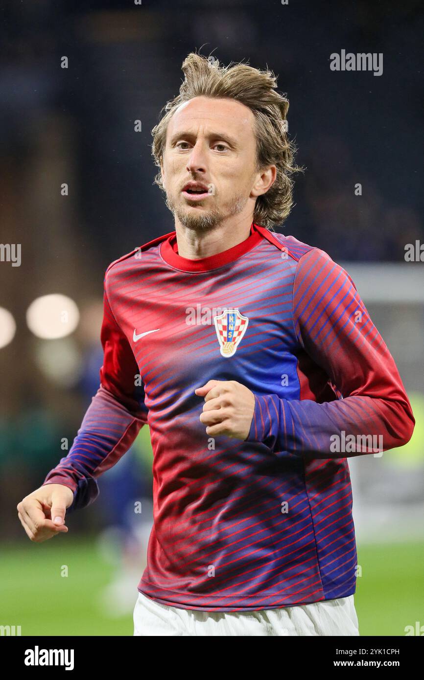 LUKA MODRIC, kroatischer Profi-Fußballspieler im Training bei einem Vorspiel-Aufwärmtraining. Stockfoto