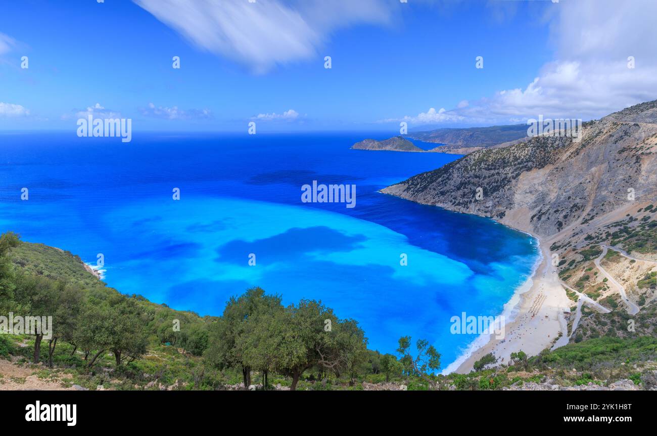 Sommer: Myrtos Beach auf der Insel Kefalonia, Griechenland. Stockfoto