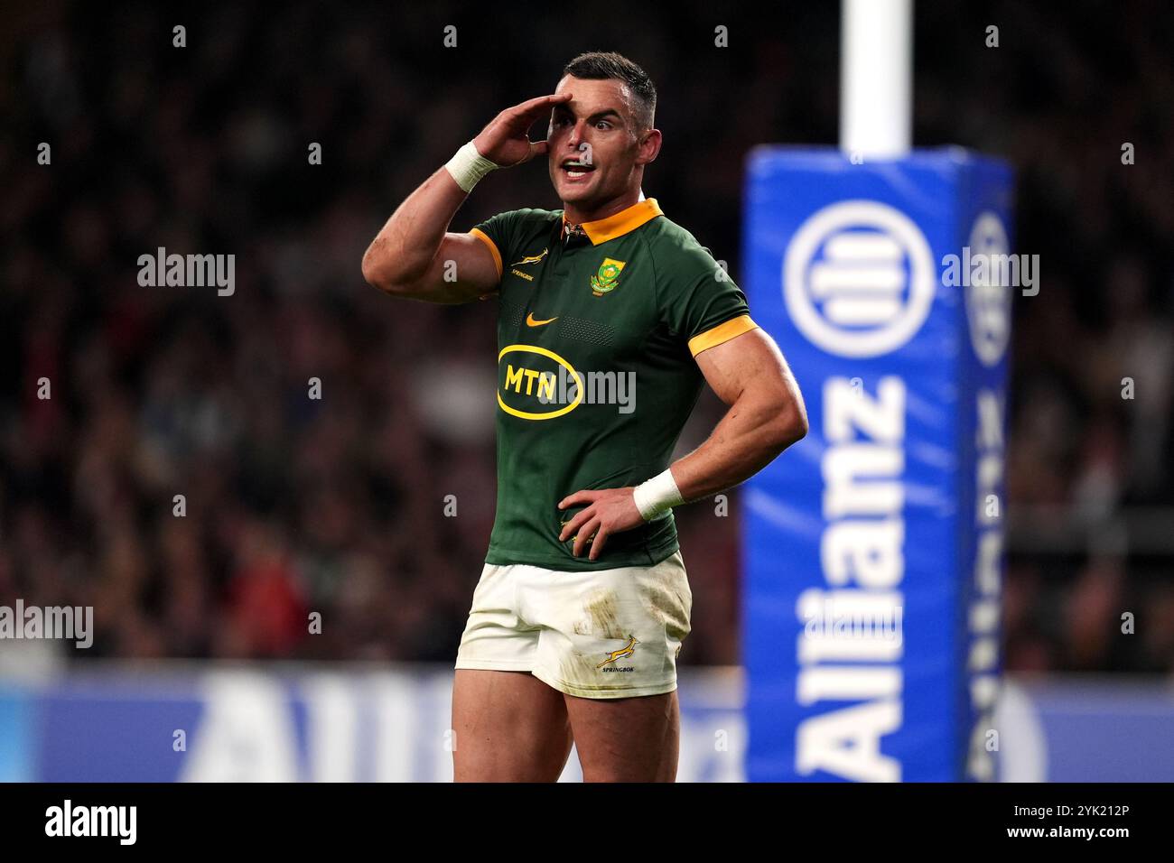 London, England. November 2024. Südafrikas Jesse Kriel beim Spiel der Autumn Nations Series 2024 zwischen England und Südafrika im Allianz Stadium in Twickenham. Quelle: Ben Whitley/Alamy Live News Stockfoto