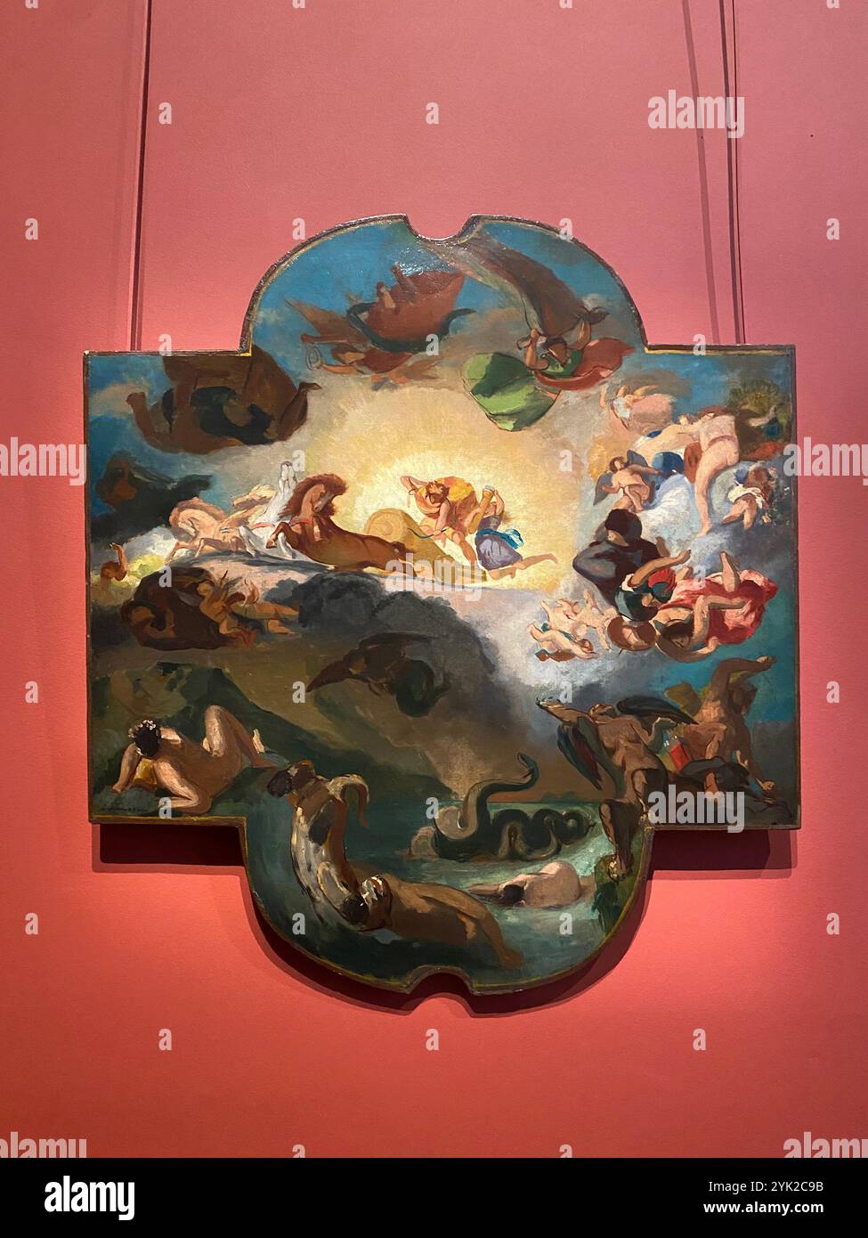 Odilon Redon - Copie du plafond de Delacroix décorant la galerie d'Apollon au Louvre - Apollon vainqueur du Serpent Python-Le triomphe d'Apollon réalis Stockfoto