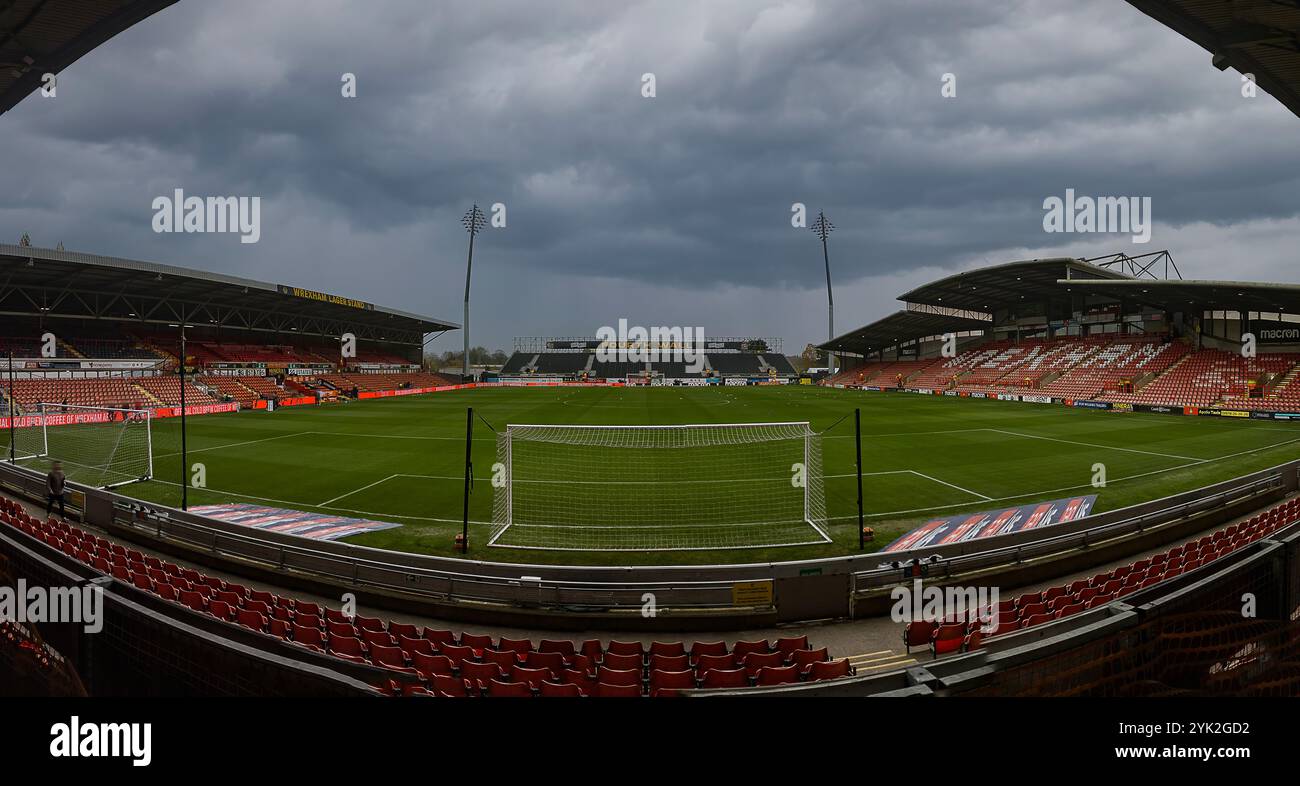 Die Rennbahn ist das Heimstadion des Wrexham AFC in Wrexham, Wales, Großbritannien Stockfoto