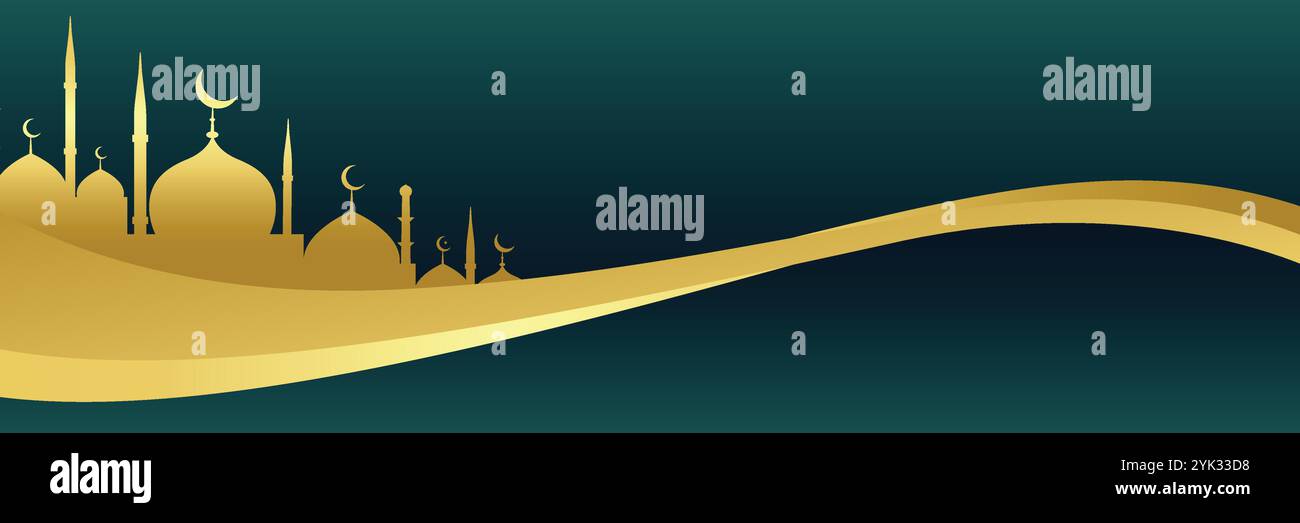 Golden islamischen Banner mit Moschee design Stock Vektor