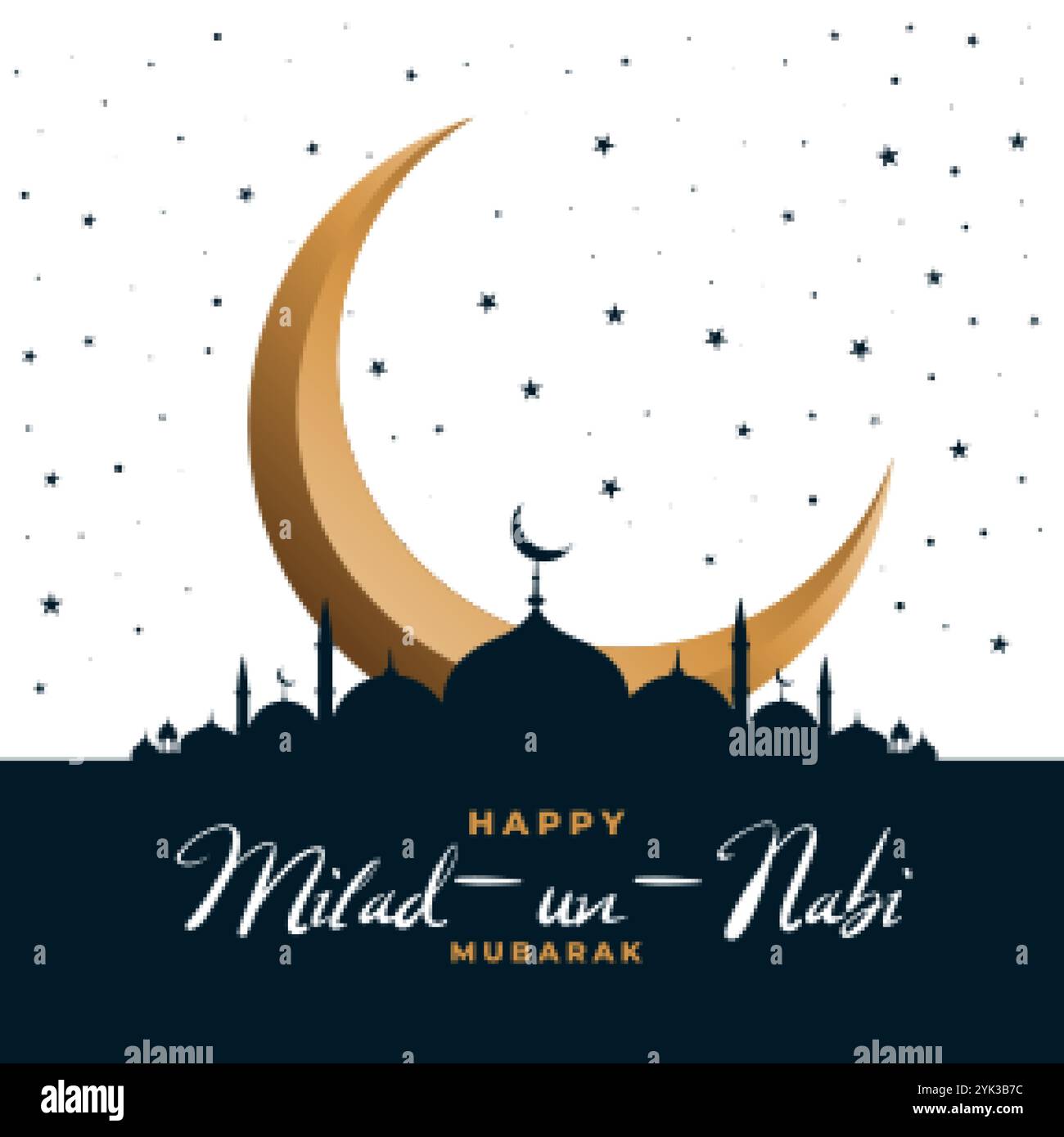 Schönes eid Milad un nabi Design mit Mond und Moschee Stock Vektor