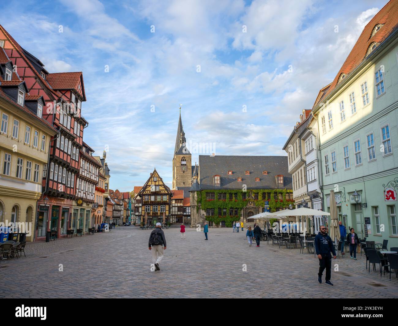 Marktplatz, Weltkulturerbestadt Quedlinburg, Harz, Sachsen-Anhalt, Mitteldeutschland, Deutschland, Europa Stockfoto