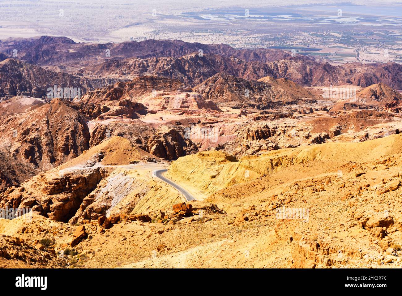 Dana Biosphärenreservat, mit dem Araba-Tal im Hintergrund, Jordanien, Naher Osten, Südlevante, Westasien Stockfoto