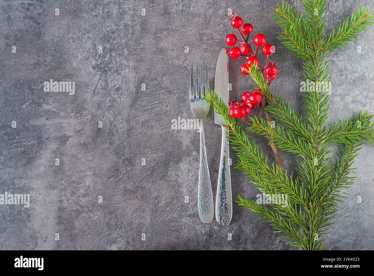 Festlicher Ort für das Abendessen an weihnachten Stockfoto