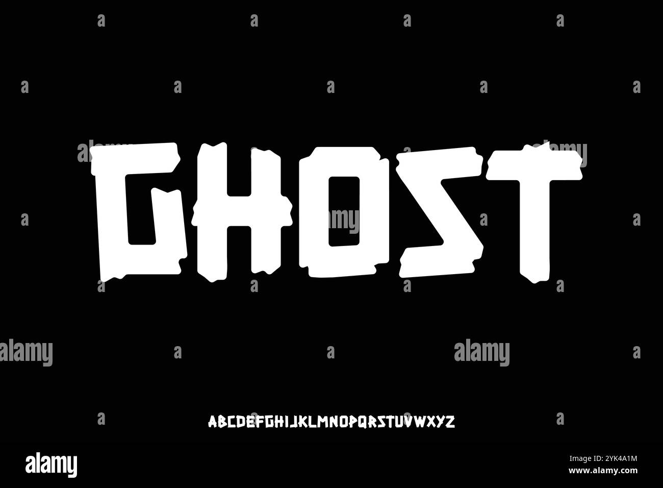 Einzigartige dekorative Ghost Alphabet Anzeige Schriftvektor Illustration Stock Vektor