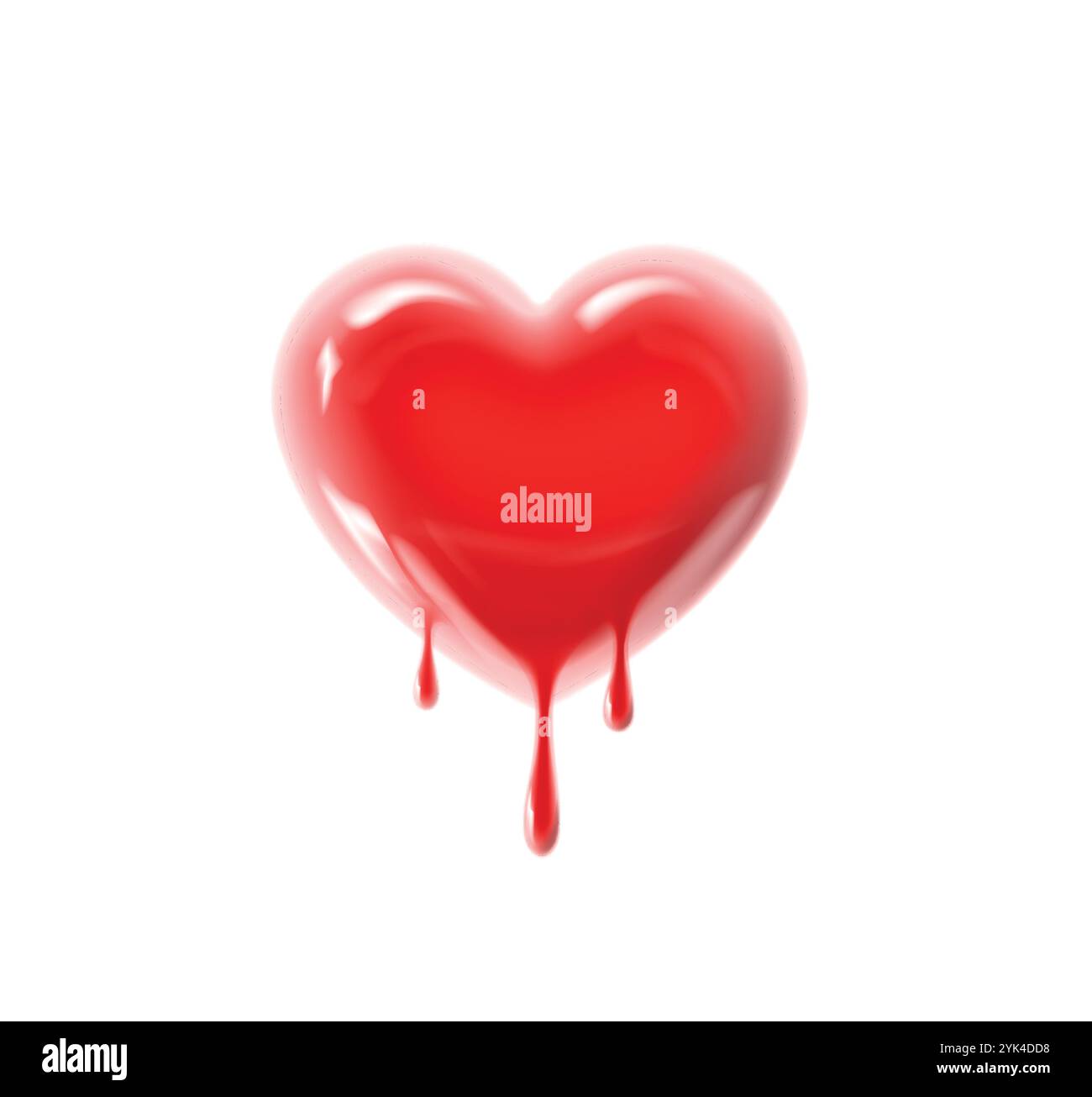 Blutende Hochglanz-Herzform mit Bluttropfen. Valentinskerz. Tropfende Liebe Stock Vektor