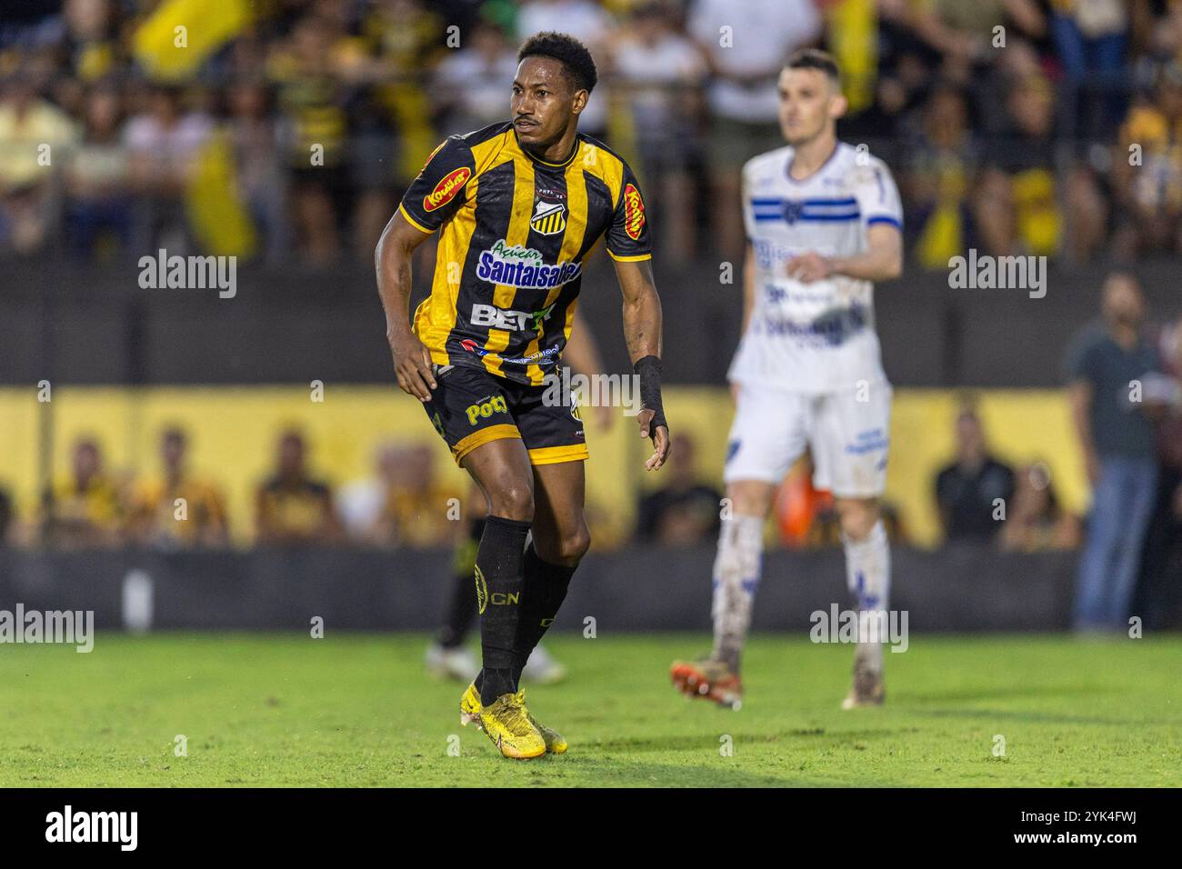 Pablo Dyego von Novorizontino beobachtet Action während des Campeonato Brasileiro Serie B Fußballspiels zwischen Novorizontino und Paysandu als Teil der Brasileirao Series B 2024 im Doutor Jorge Ismael de Biasi Stadium 'Jorjão' am 16. November 2024 in Novo Horizonte, Brasilien. (Ranier Moura/SPP) Stockfoto