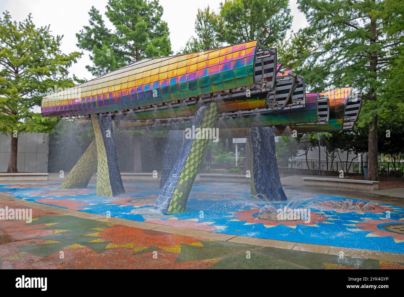 Oklahoma City, Oklahoma - Donner Brunnen in Myriad Botanical Gardens. Stockfoto