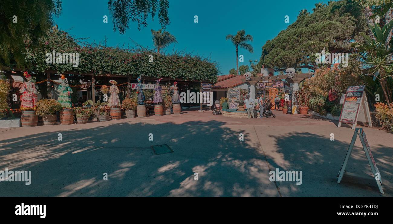 Old Town San Diego State Historic Park in San Diego, Kalifornien, USA mit Fiesta de Reyes und Barra Barra Restaurants Stockfoto