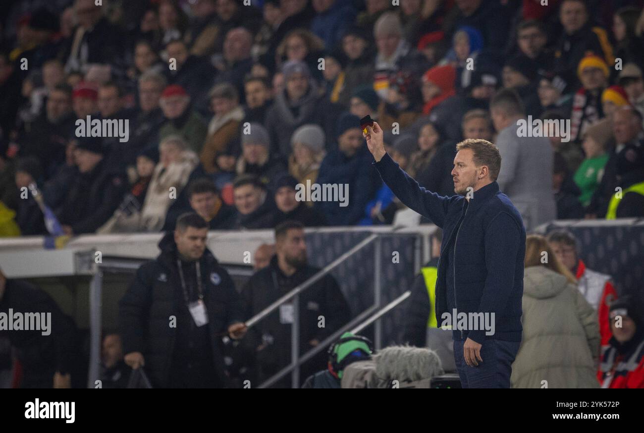 Freiburg, Deutschland. November 2024. Trainer Julian Nagelsmann (Deutschland) mit Kapitänsbinde Deutschland - Bosnien Deutschland - Bosnien 16.11.2024 Cop Stockfoto