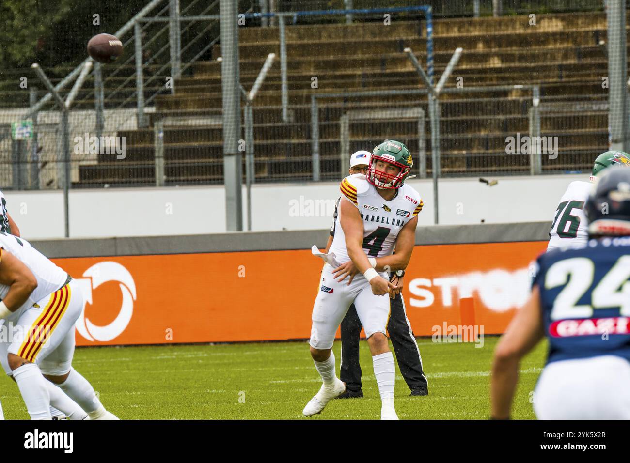Europäische Fußballliga, elf/ Spiel: Barcelona Dragons bei Stuttgart Surge am 18. August 2024, im Gazi-Stadion, Stuttgart, Deutschland, Europa Stockfoto