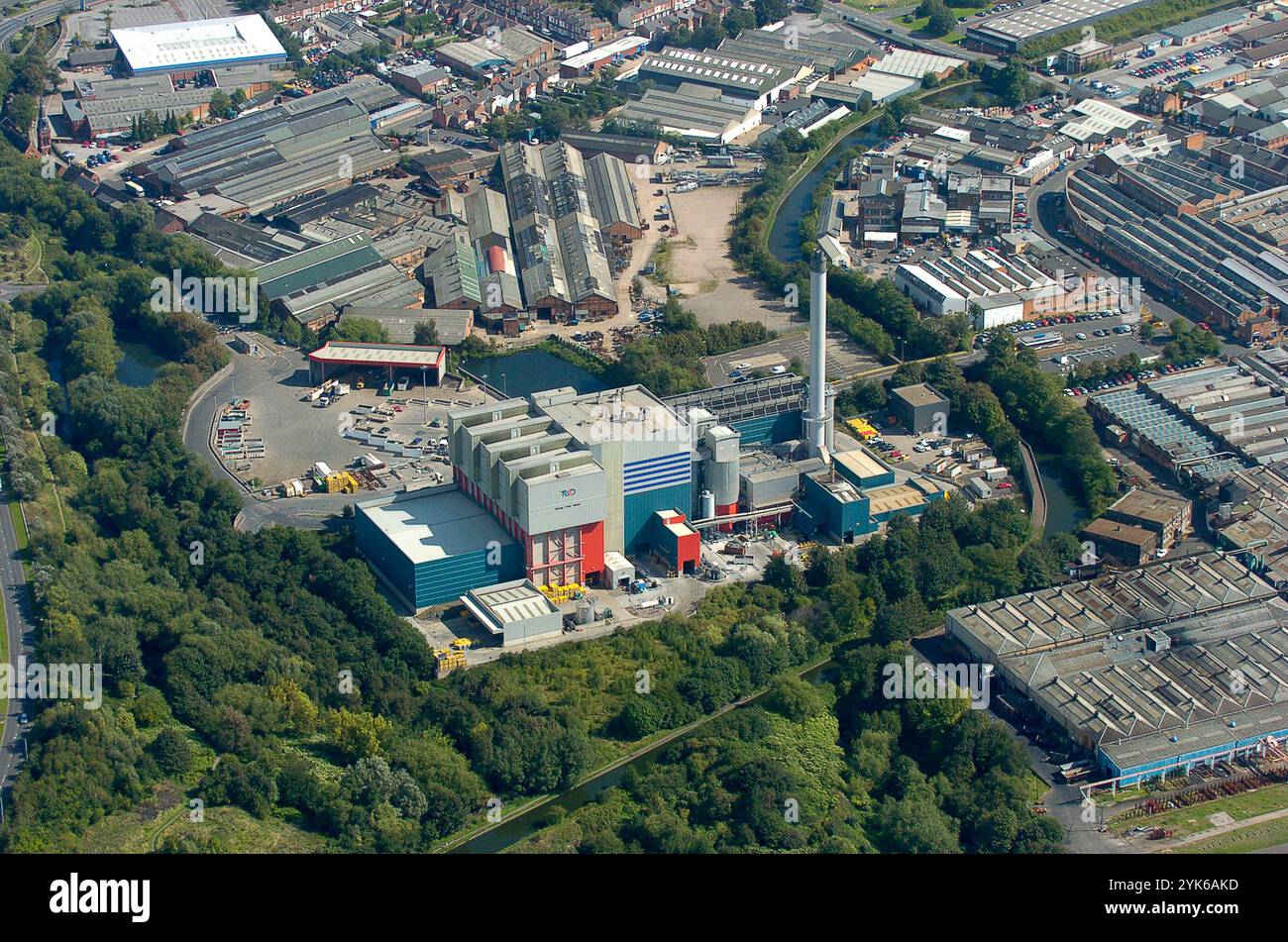 Luftaufnahme des Veolia-Haushaltsrecyclingzentrums Tyseley und der Verbrennungsanlage für Energierückgewinnung 2004 Stockfoto