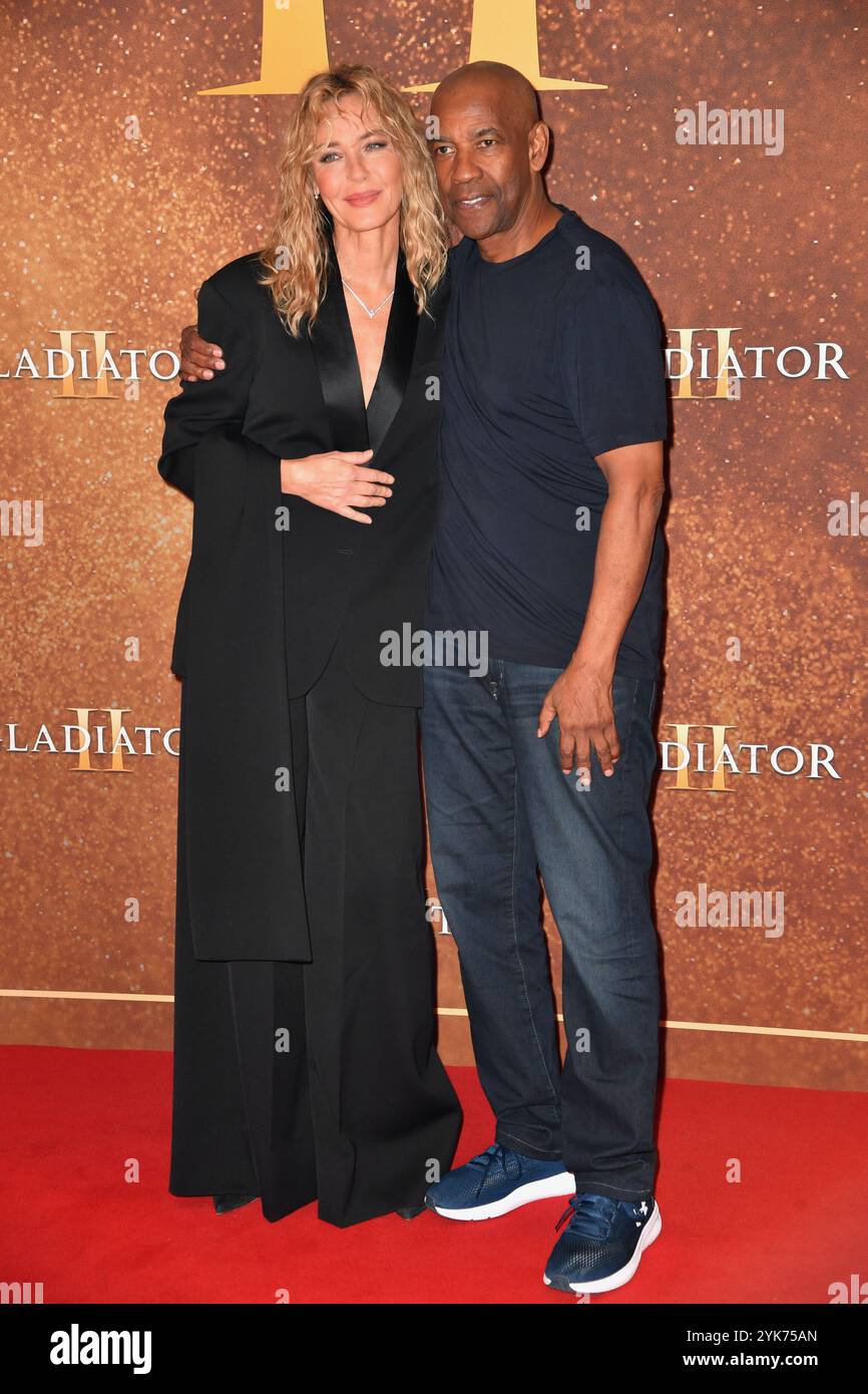 Connie Nielsen und Denzel Washington nehmen am 10. November 2024 an der Premiere von Gladiator II im Pathe Palace Teil Stockfoto
