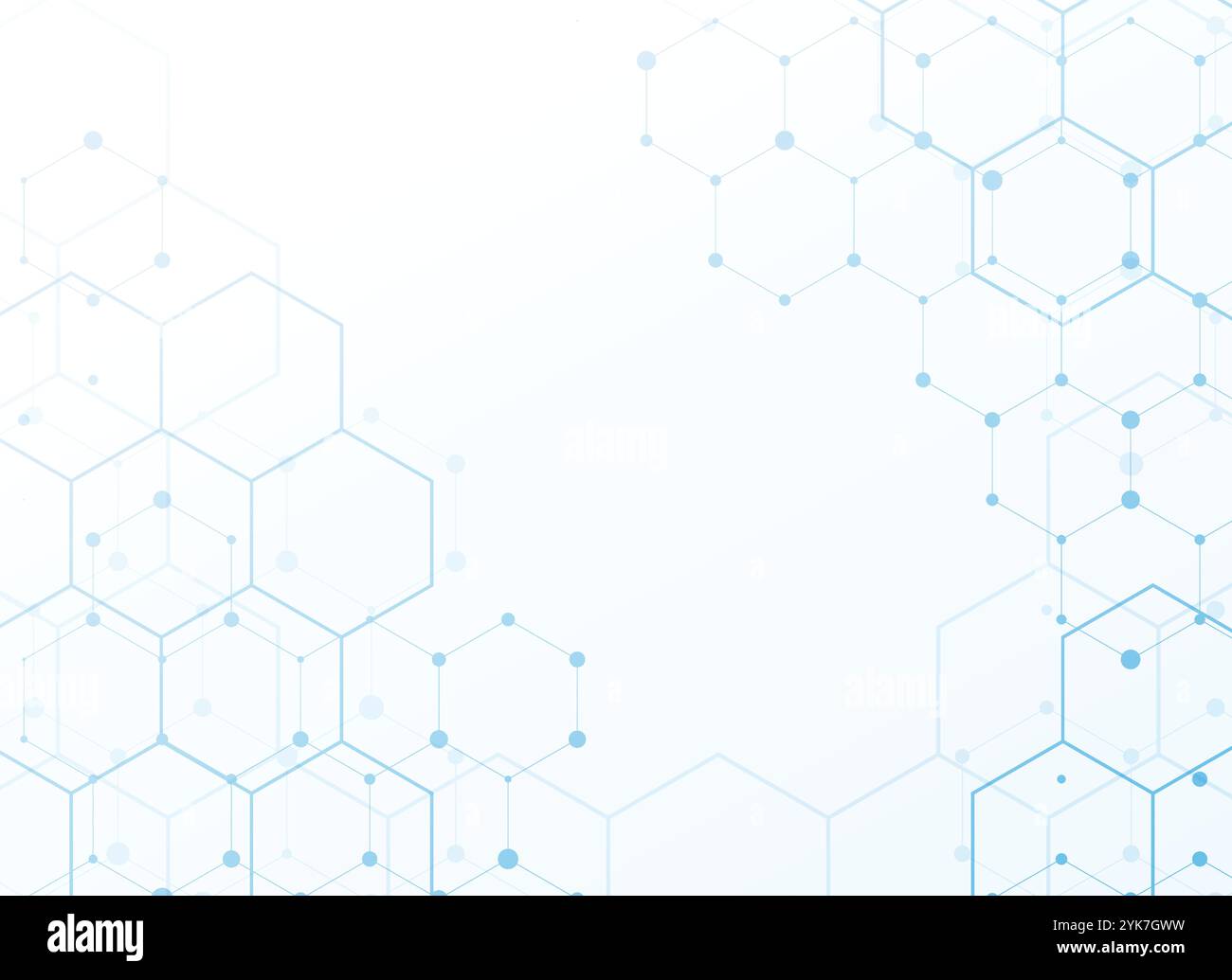 Weißer Hintergrund mit blauen Tech hexagonalen Muster Stock Vektor