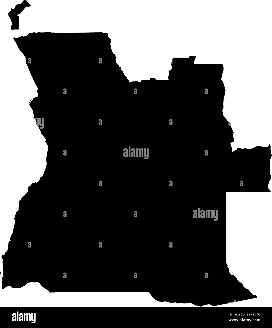 Eine Konturkarte von Angola. Vektorgrafik auf einem transparenten Hintergrund mit den Grenzen des schwarzen Landes Stock Vektor