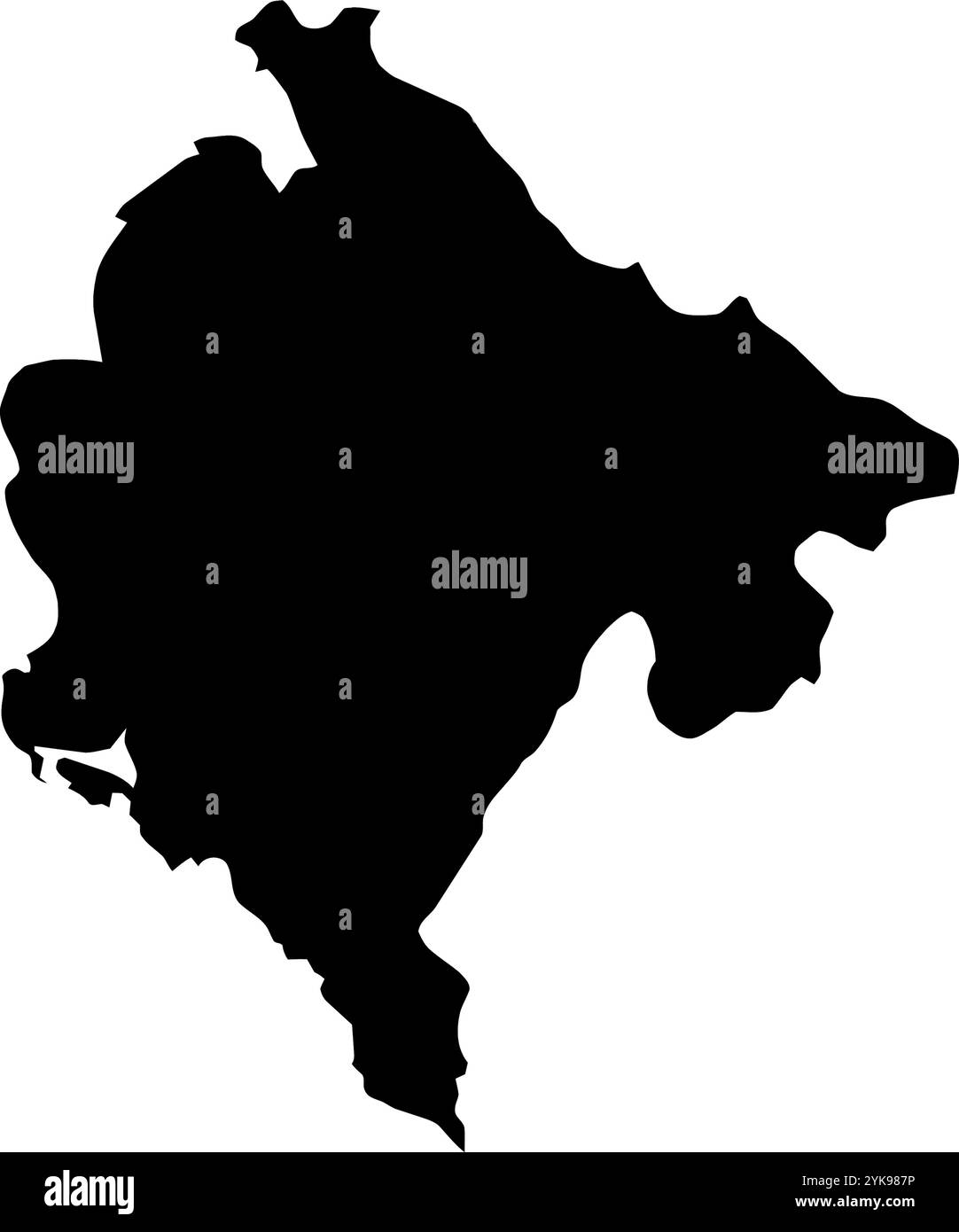 Eine Konturkarte von Montenegro. Vektorgrafik auf einem transparenten Hintergrund mit den Grenzen des schwarzen Landes Stock Vektor