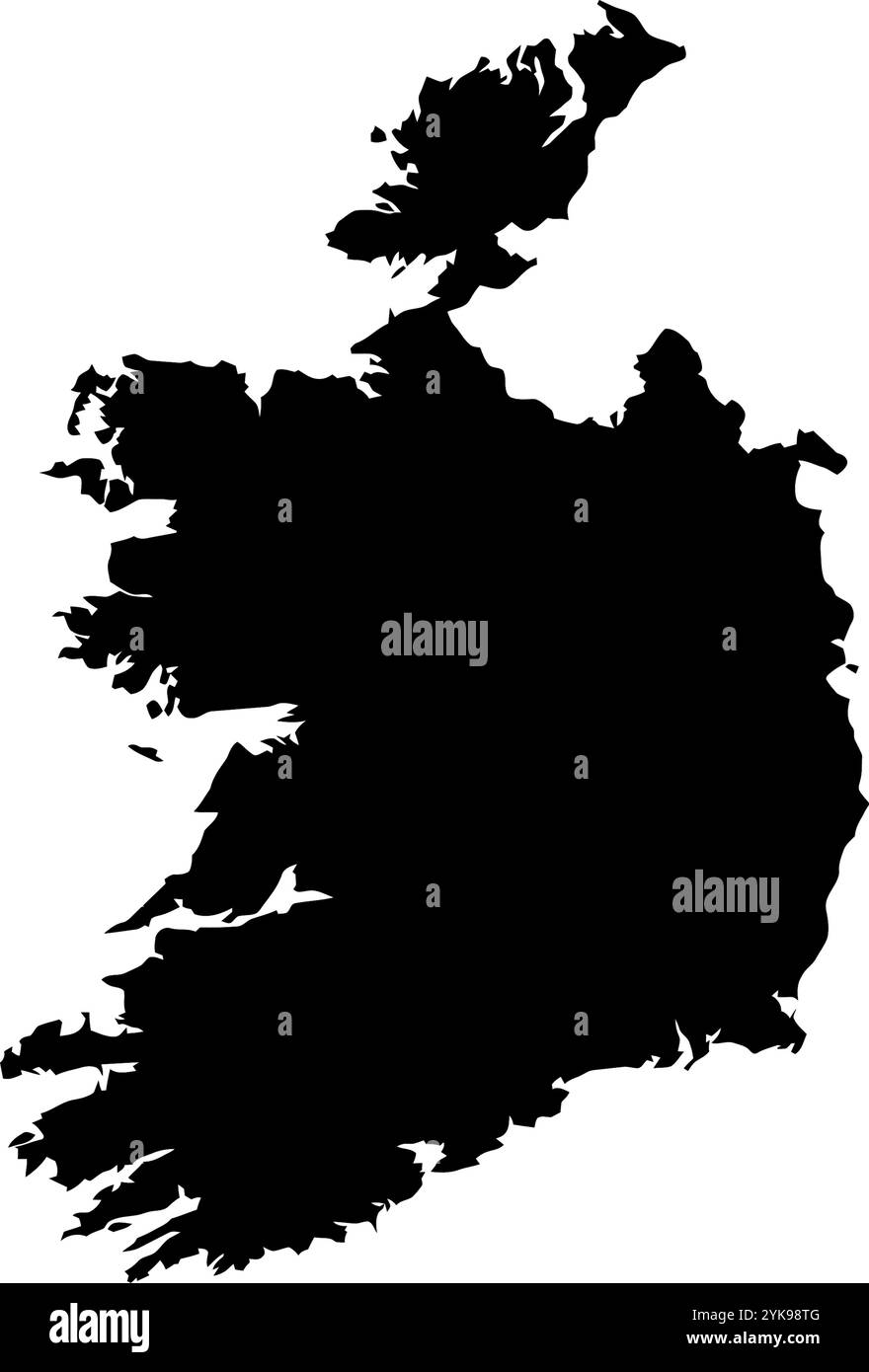 Eine Konturkarte von Irland. Vektorgrafik auf einem transparenten Hintergrund mit den Grenzen des schwarzen Landes Stock Vektor