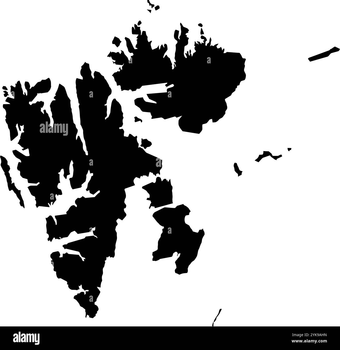 Eine Konturkarte von Svalbard. Vektorgrafik auf einem transparenten Hintergrund mit den Grenzen des schwarzen Landes Stock Vektor