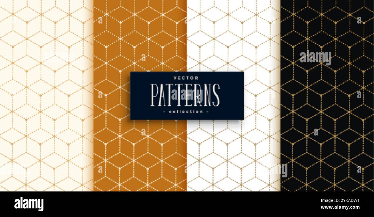 Sechseckige luxus Muster in geometrische Linie style Set Stock Vektor