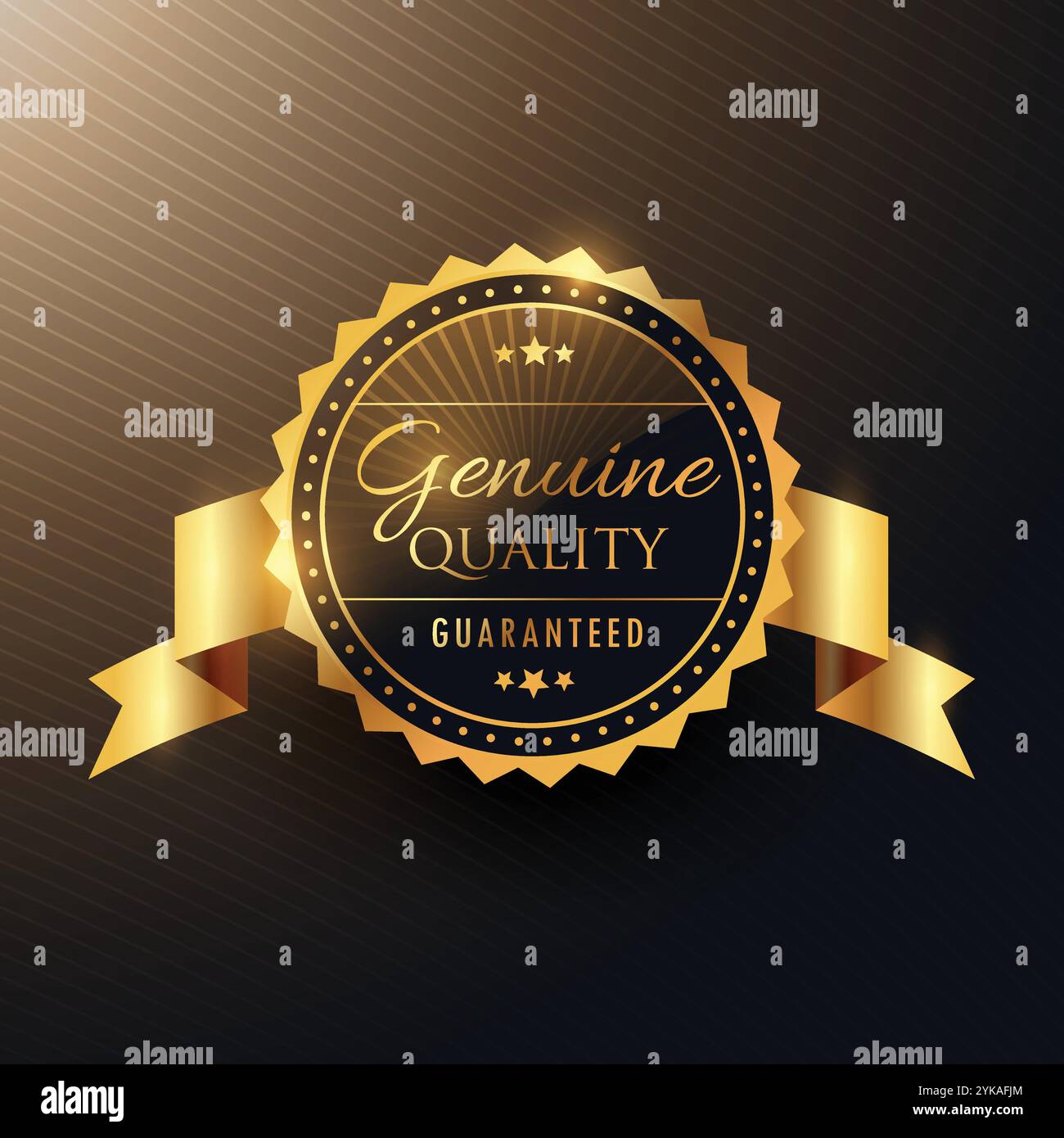 echte Qualität Auszeichnung goldene Etikettendesign Abzeichen mit Band Stock Vektor