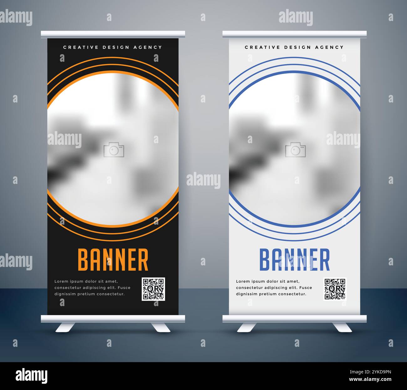 Einfache dunkle und helle rollup banner Stock Vektor