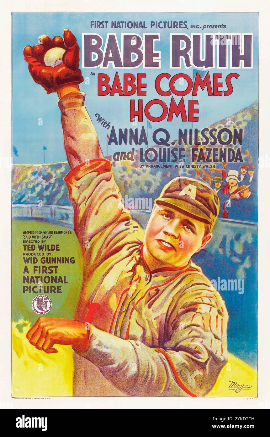 Vintage-Filmplakat - Babe Comes Home (First National, 1927), Baseballspielerin Babe Ruth Stockfoto