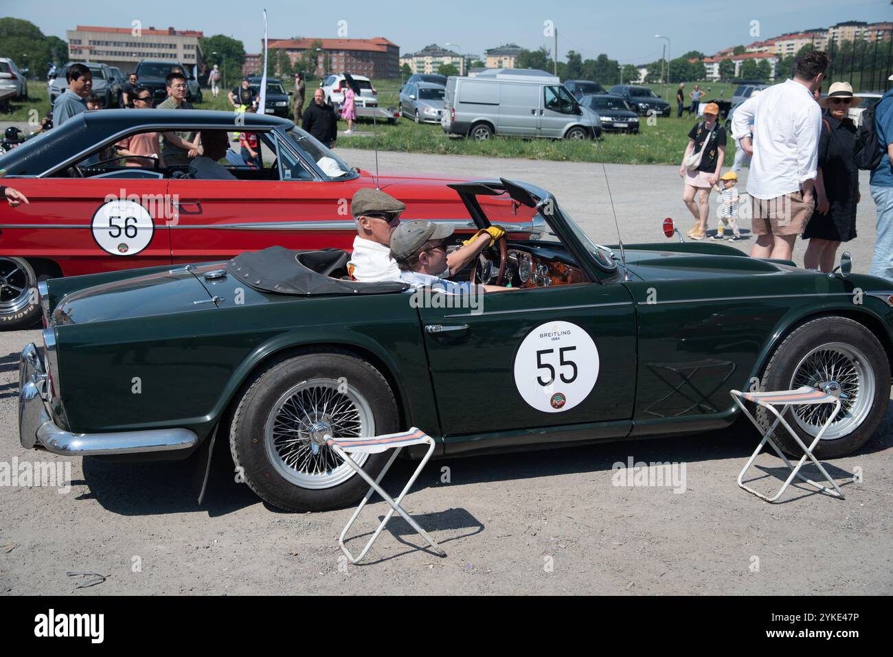 Oldtimer Trifft Gärdesloppet 2024 Stockholm Schweden Stockfoto