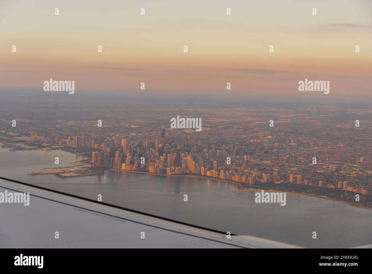 Skyline-Foto von Chicago aus dem Flugzeug Stockfoto