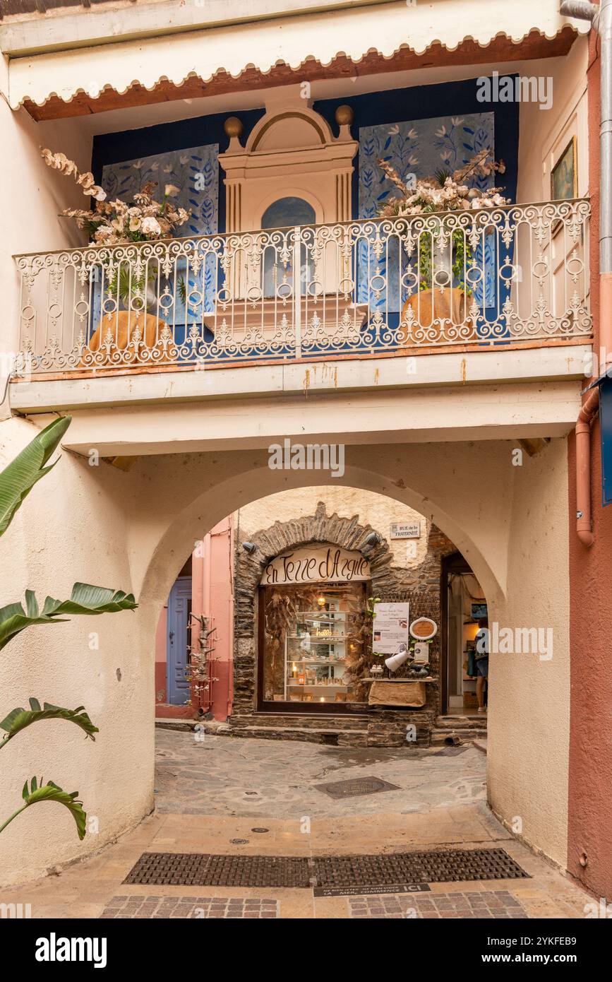 Altstadt von Collioure, Pyrenäen Orientales, Roussillon, Occitanie, Frankreich, Europa Stockfoto