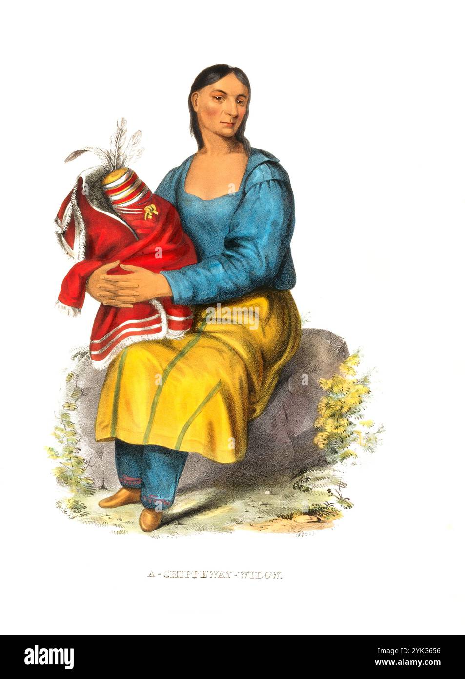 Ureinwohner von Nordamerika, Witwe des Chippeway-Stammes, ein Stamm der algonquischen Sprachfamilie, der südlich der Großen Seen, südlich des Lake Michigan und des Lake Superior, Vereinigte Staaten von Amerika, USA, Gemälde von Charles Bird King (1785–1862), um 1840, historische, digital restaurierte Reproduktion eines Originals aus dem 19. Jahrhundert, Aktendatum nicht angegeben, Indianer, Ureinwohner von Nordamerika, Witwe aus dem Stamm der Volksstamm, Sprachstamm, Algonkin-Sprachstamm, Algonkin-Sprachstamm, der Süden der Großen See, im Süden des Lake Michigan und Lake Super Stockfoto
