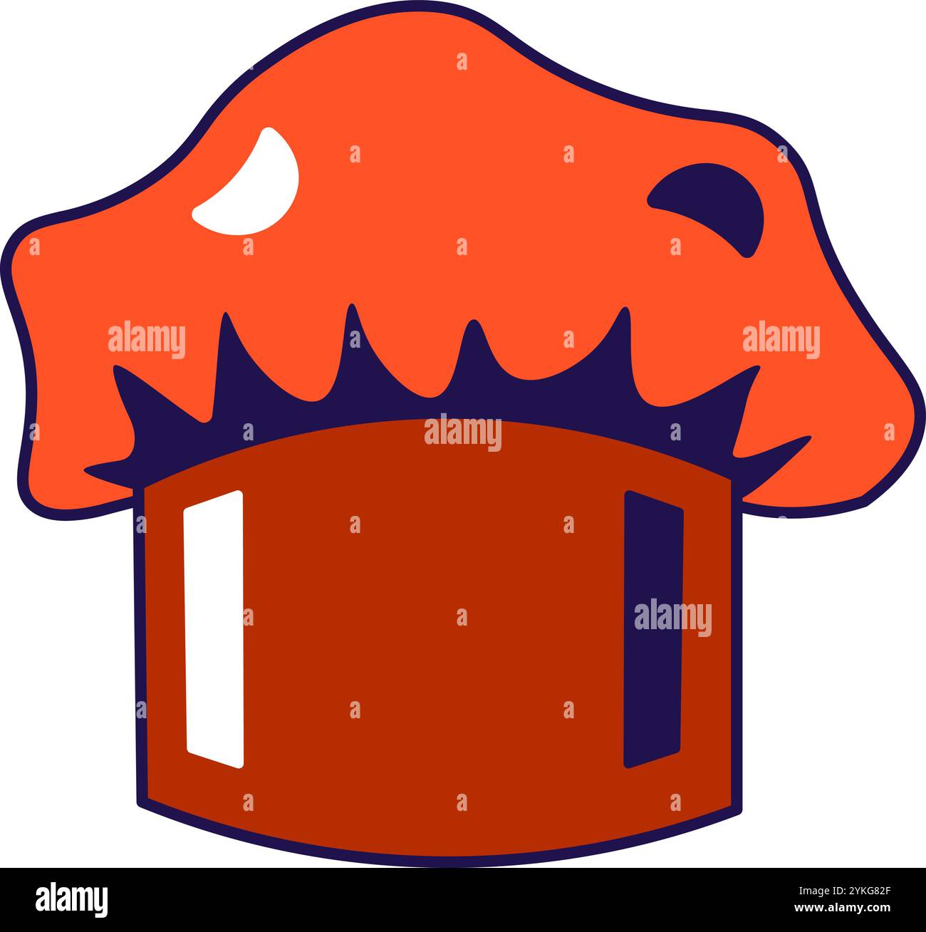 Vektor-Grafik-Illustration der Kochmütze im Cartoon-Stil. Gleichmäßige Kopfbedeckung. Das Symbol ist perfekt für Webdesign, dekorative Elemente, Aufdrucke, Aufkleber, Stock Vektor