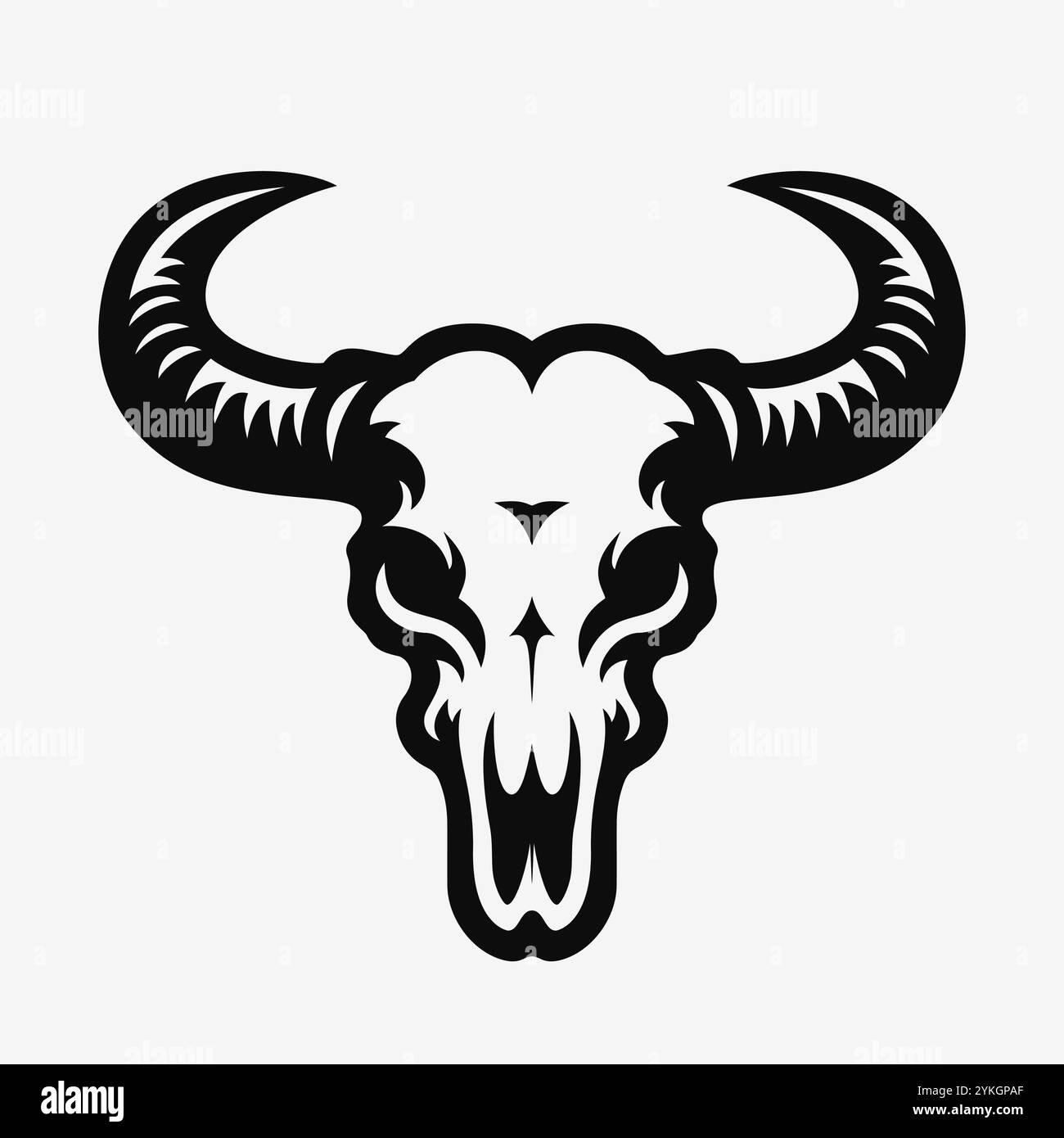 Kuhschädel. Schwarz-weiße Silhouette. Vektordarstellung EPS10 Stock Vektor