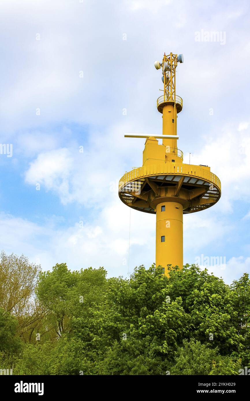 Gelblichthaus Wachturm in der Natur auf der Harrier Sand Insel in Schwanewede Osterholz Deutschland Stockfoto