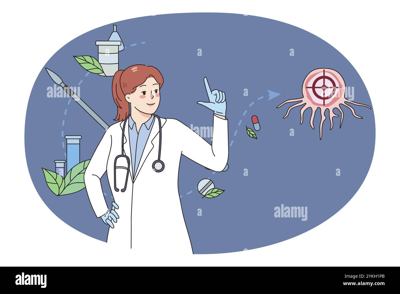 Ärztin oder Wissenschaftlerin erforschen Krebszellen forschen im Labor. Fachärztin für Onkologie arbeitet mit der Diagnostik und Behandlung. Tumor Stockfoto