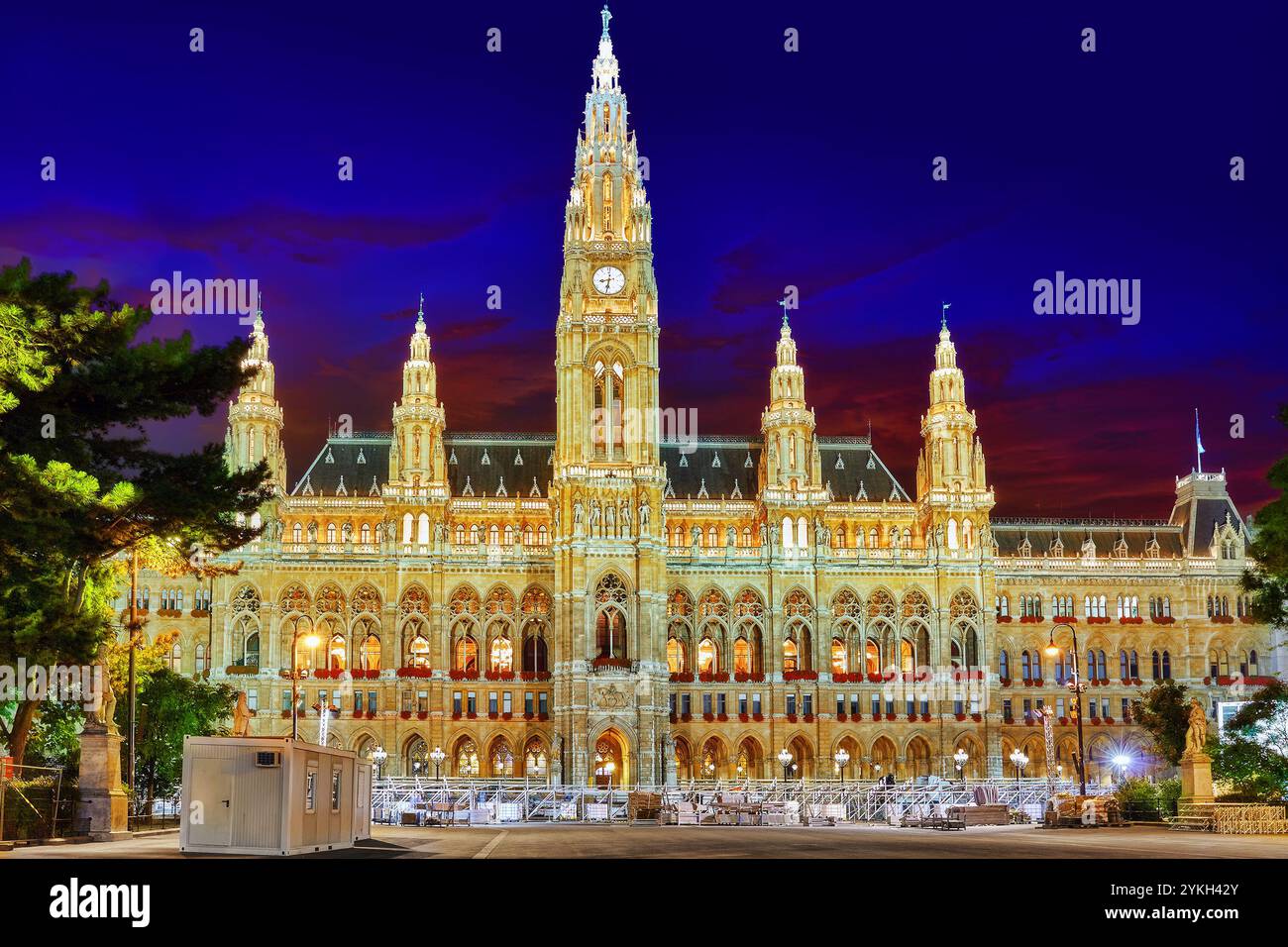 Das Wiener Rathaus (Rathaus). Das Rathaus dient auch in Personalunion als Gouverneur und Montage (Landtag) der Wiener. Österreich. Stockfoto