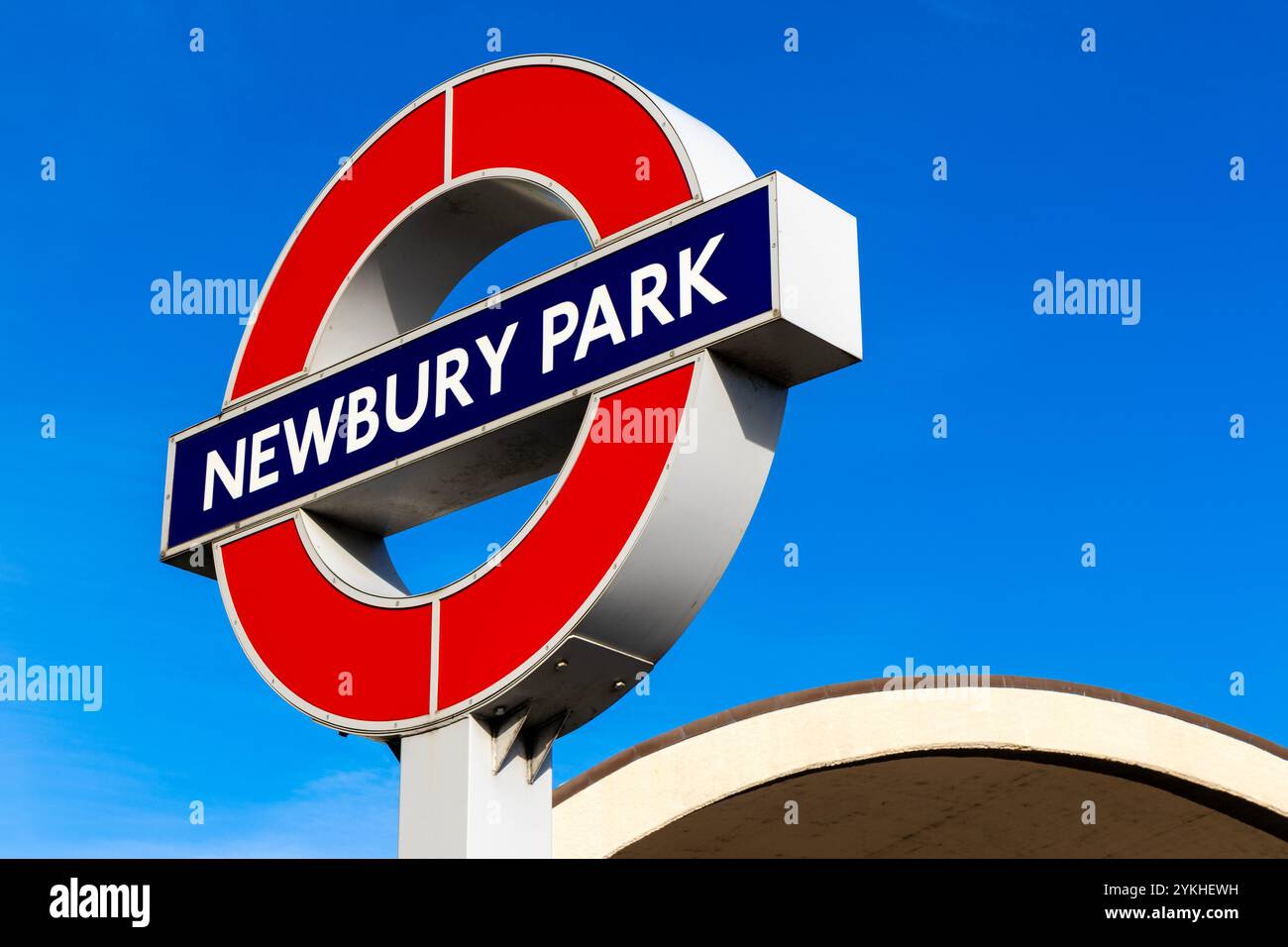 Newbury Park Central Line U-Bahn-Schild, London, England Stockfoto
