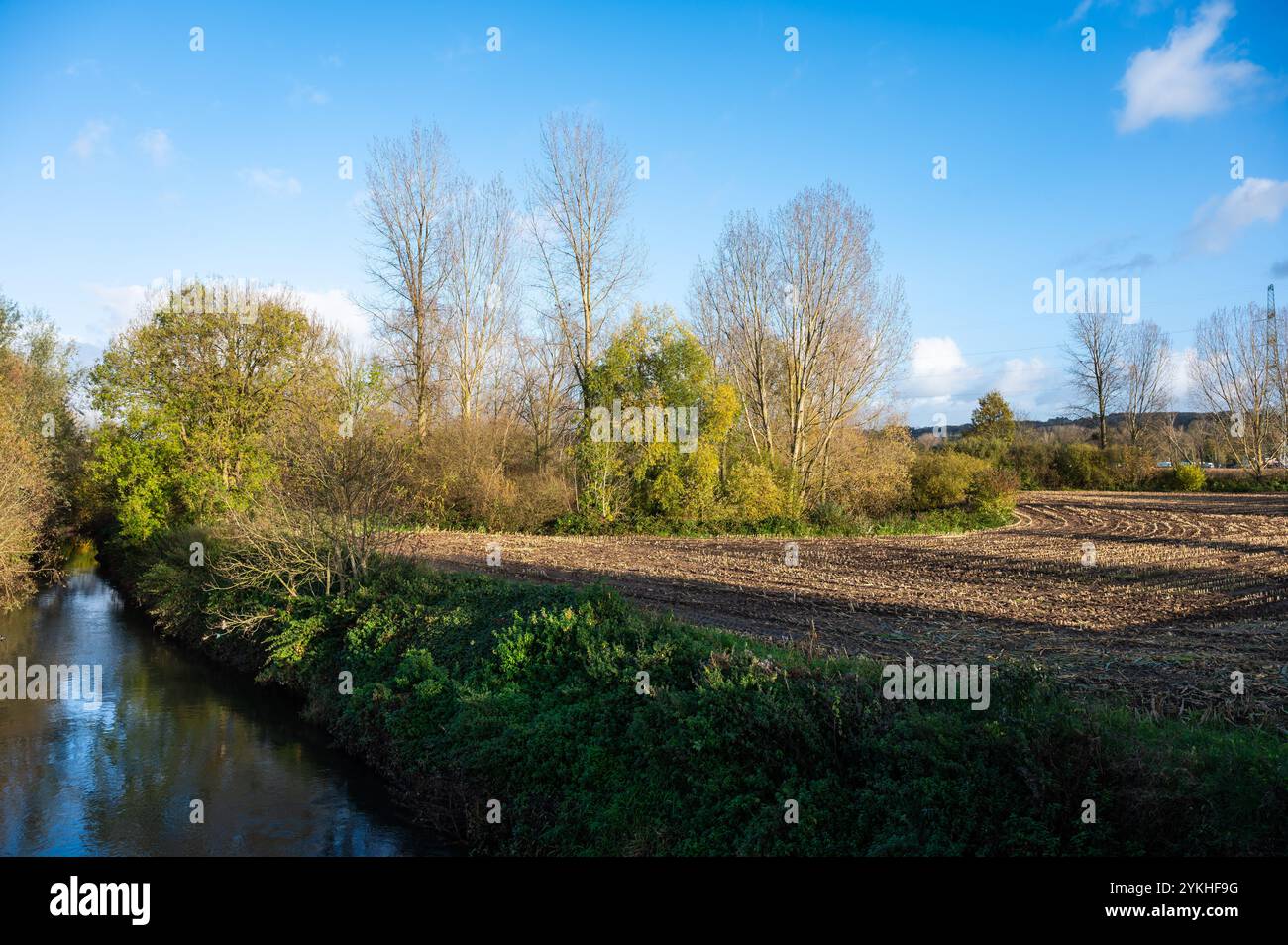 Der Fluss Senne und die natürliche Umgebung im Naturschutzgebiet Groene Beemde in Lot, Beersel, Flämisch-Brabant, Belgien Stockfoto