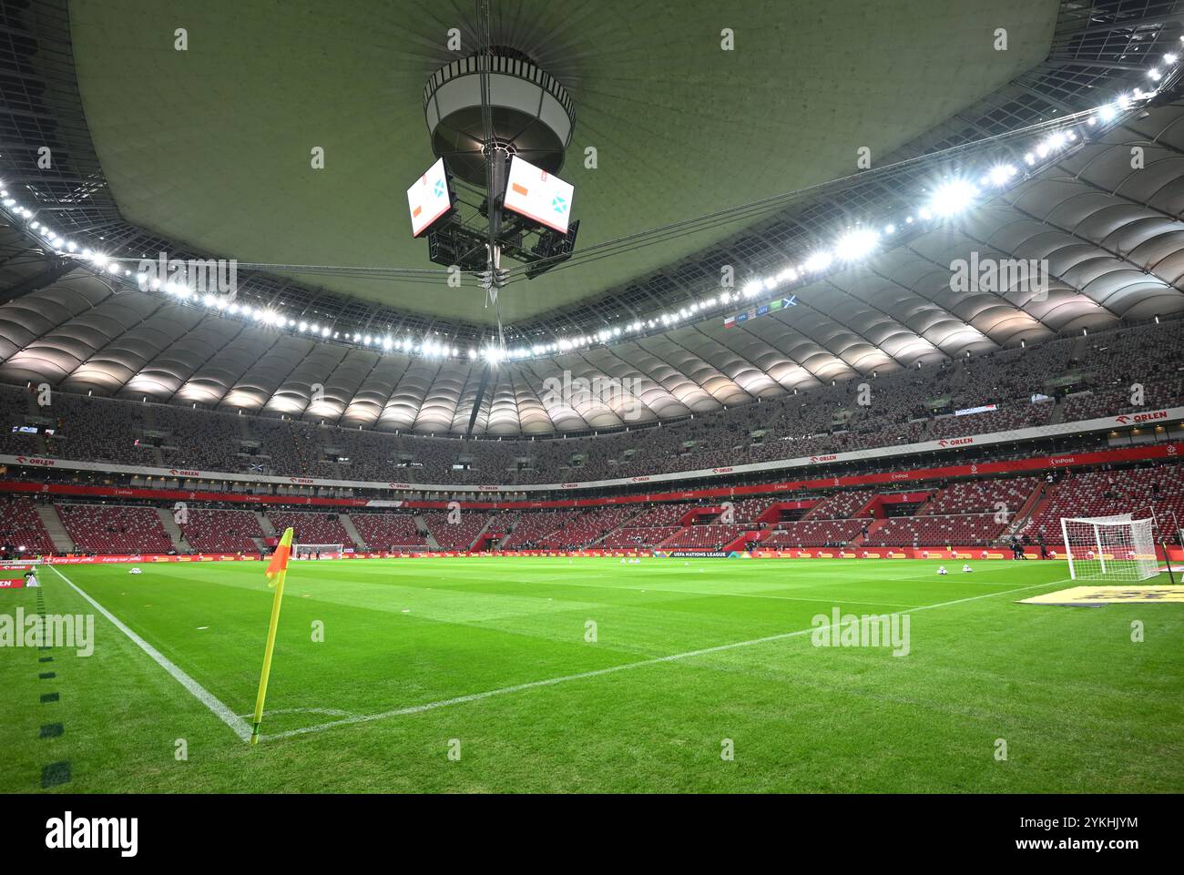 Ein allgemeiner Überblick über das PGE Narodowy Stadion in Warschau vor dem Spiel der UEFA Nations League Gruppe A1 zwischen Polen und Schottland. Bilddatum: Montag, 18. November 2024. Stockfoto