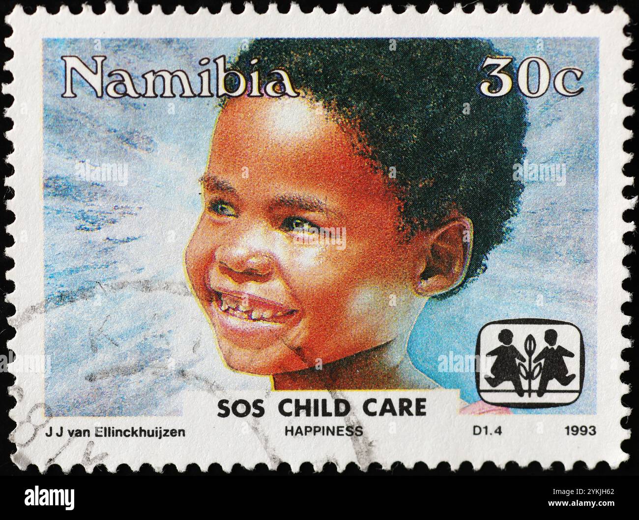 Namibisches Kind auf afrikanischer Briefmarke Stockfoto