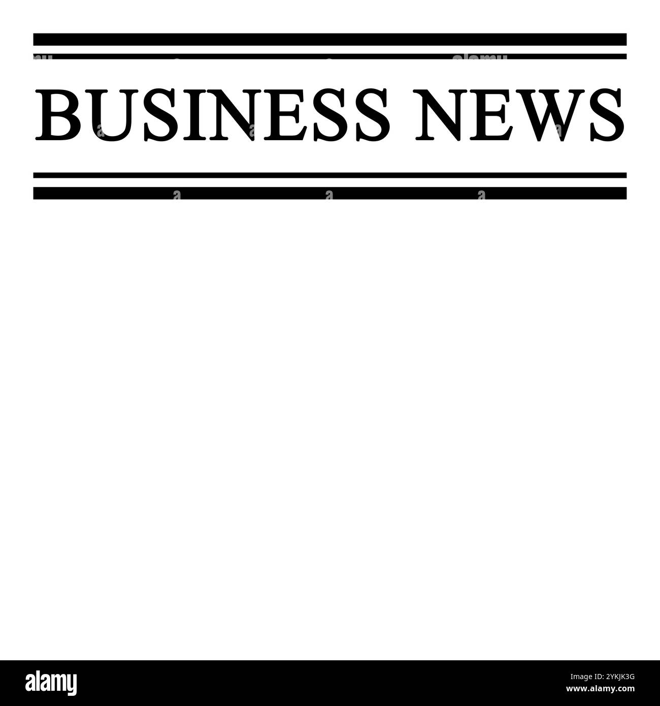 zeitungsartikel. Titel Business News und Leerzeichen auf weißem Hintergrund Stockfoto