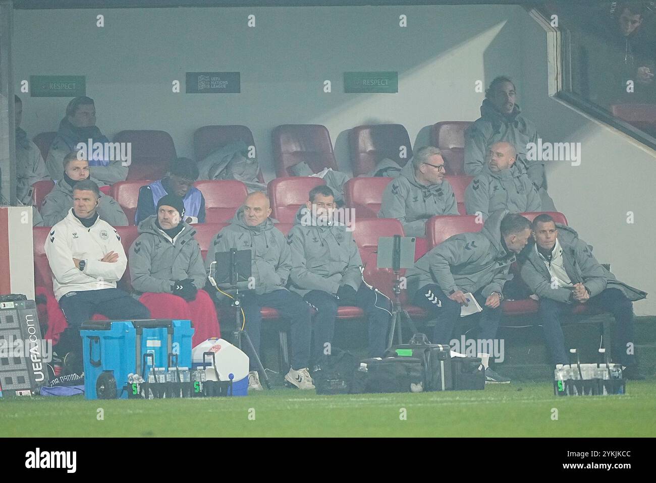 Serbien, Dänemark. November 2024. Spiel der UUEFA Nations League zwischen Serbien und Dänemark im Dubocica-Stadion in Leskovac, Serbien am Montag, den 18. November 2024. Quelle: Ritzau/Alamy Live News Stockfoto