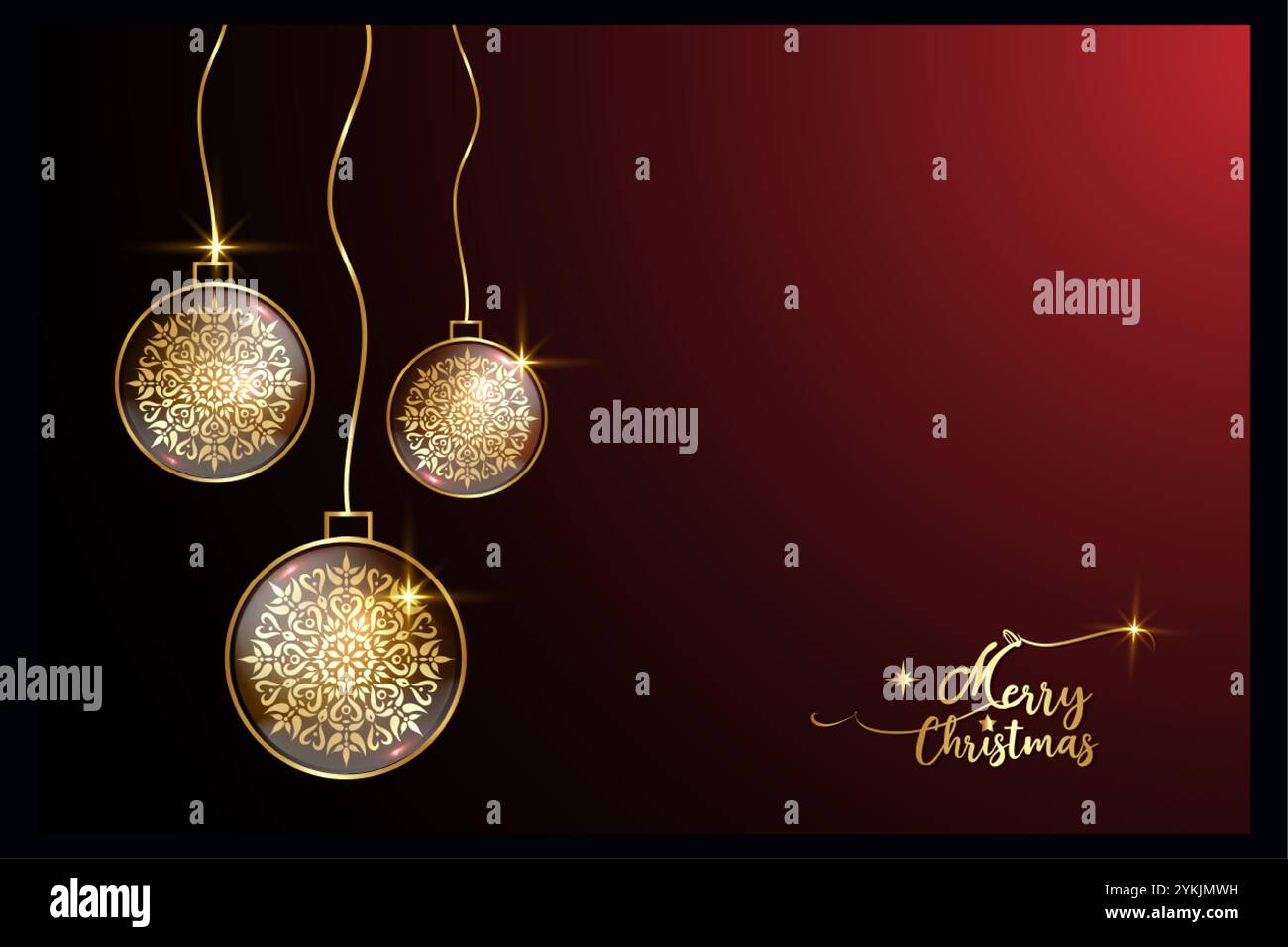 Frohe Weihnachtsgrußkarte mit Kopierraum. Feiertagshintergrund mit schönen goldenen Weihnachtsbällen, GIF Card Feier glückliches neues Jahr Vektor festlich Stock Vektor