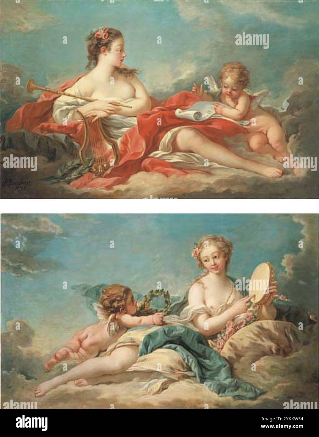 BOUCHER AND STUDIO: CLIO, DIE MUSE OF HISTORY AND SONG; UND ERATO, DIE MUSE OF LOVE POETRY, 1758. Stockfoto