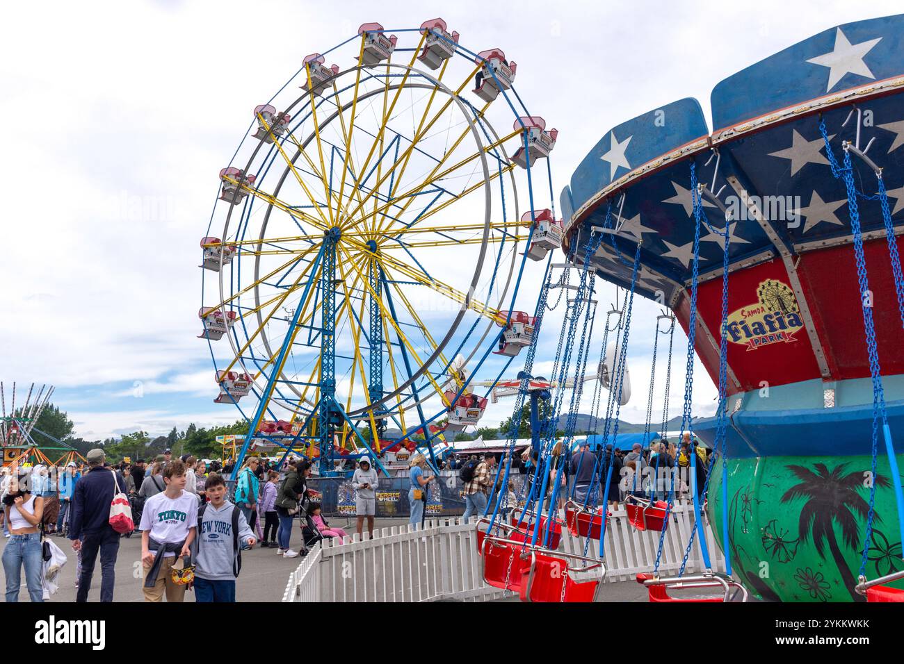 Riesenrad bei der Christchurch Show, Canterbury A&P Showgrounds, Hayton Road, Wigram, Christchurch (Ōtautahi), Canterbury, Neuseeland Stockfoto