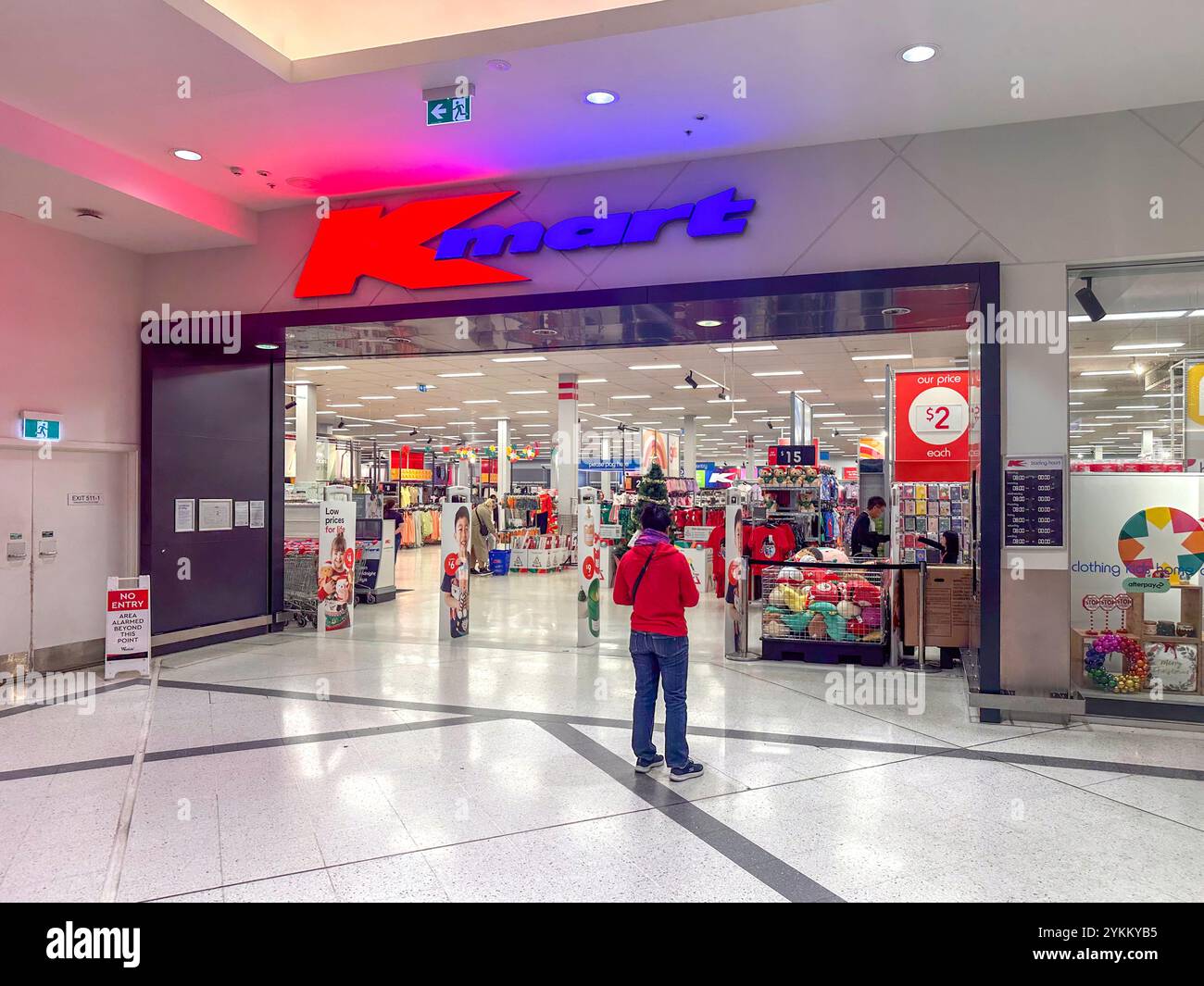 Eintritt zum Kmart Store, Westfield Riccarton Shopping Mall, Riccarton Road, Riccarton, Christchurch (Ōtautahi), Canterbury, Neuseeland Stockfoto