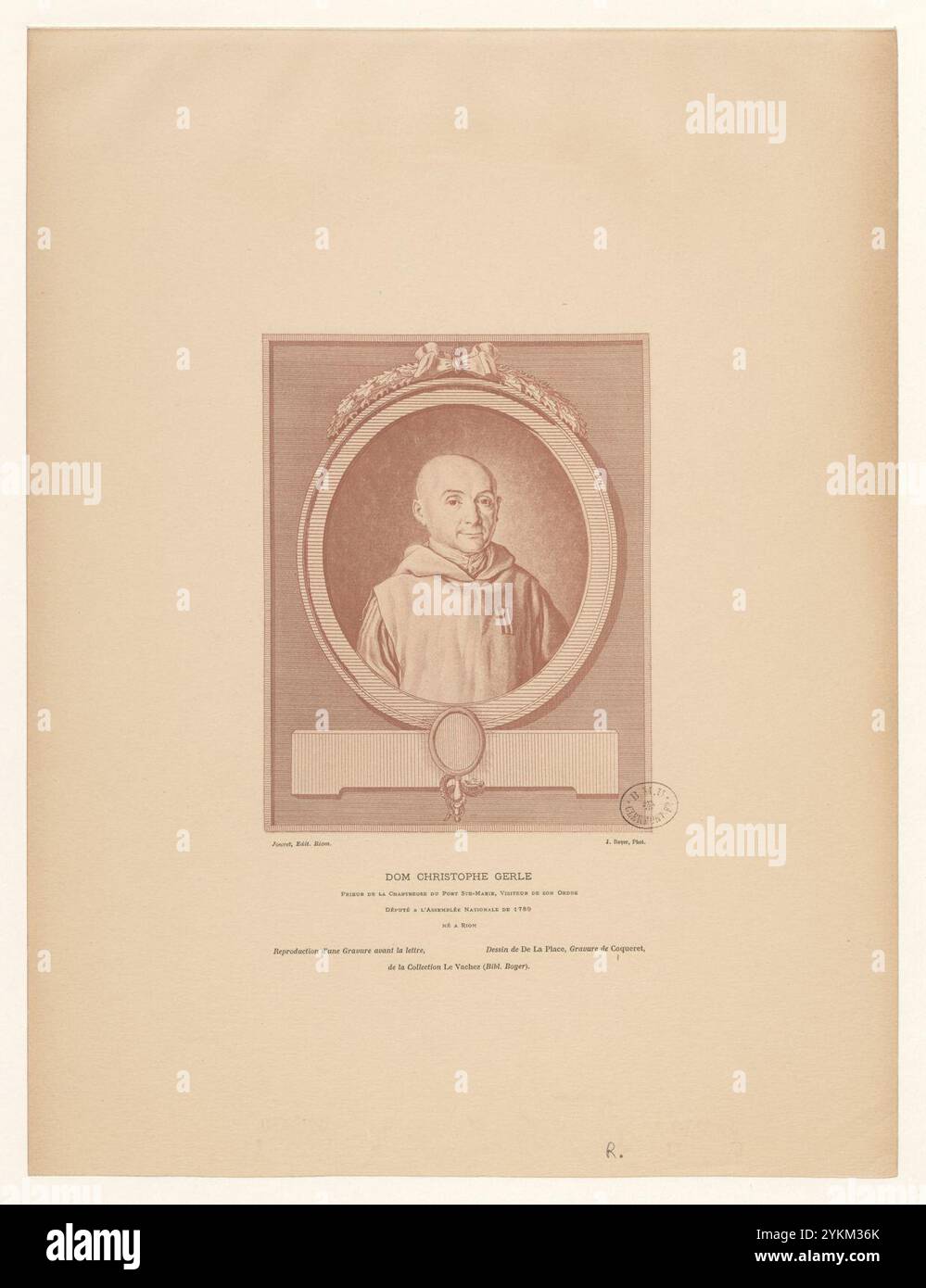 1111: Dom Christophe Gerle – Prieur de la Chartreuse du Port Ste-Marie, Visiteur de Son Ordre, Député à l'Assemblée nationale de 1789, né à Riom. Stockfoto