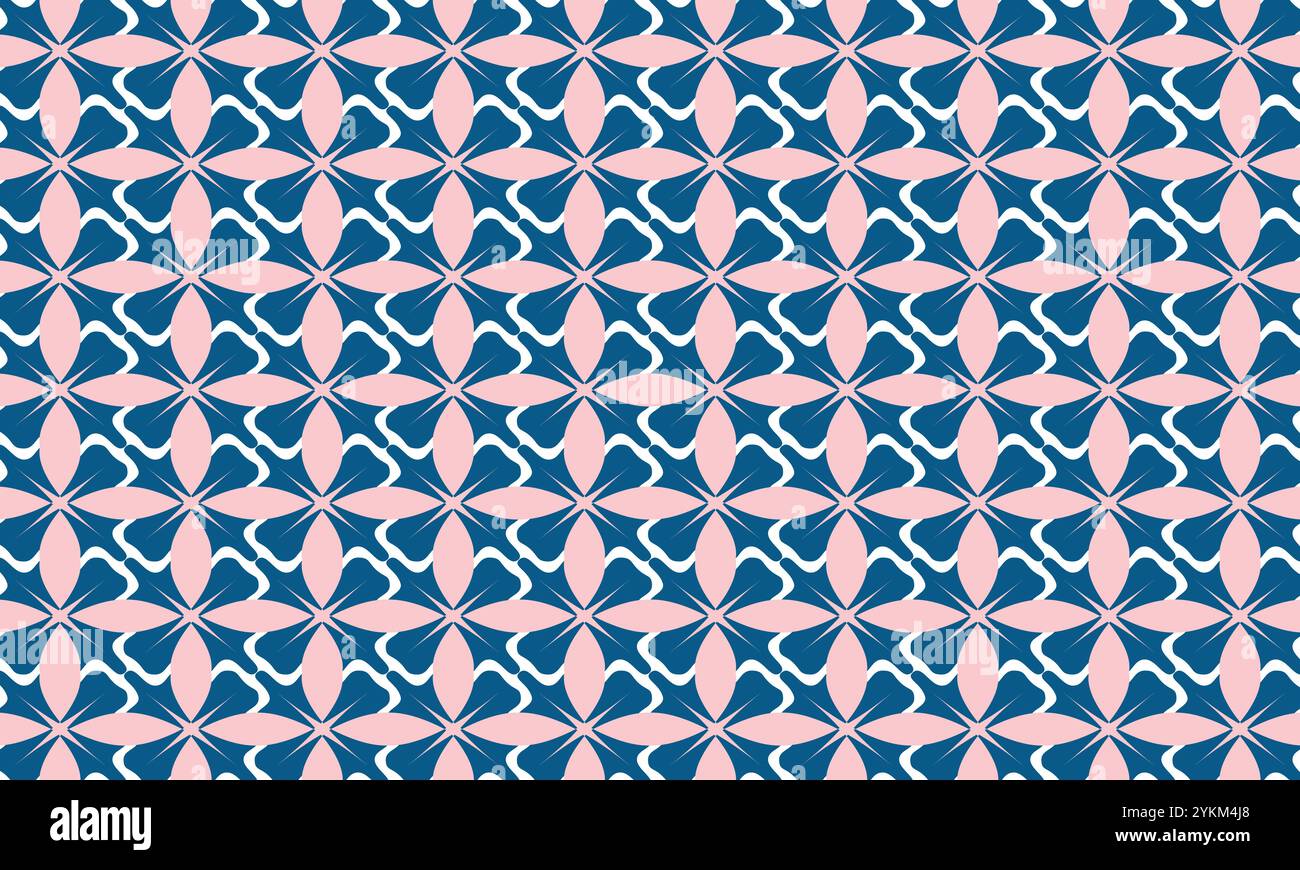 Geometrisches Muster in Pink und Blau, sich wiederholendes Blumendesign, abstrakter Hintergrund, dekorative Hintergrundbilder Stock Vektor