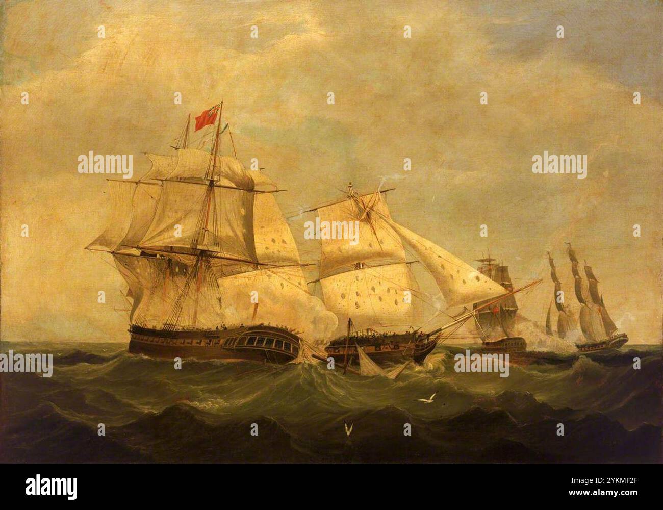 British School – HMS „Dido“ und „Lowestoft“ in Aktion mit „Minerve“ und „Artemise“, 24. Juni 1795 Stockfoto